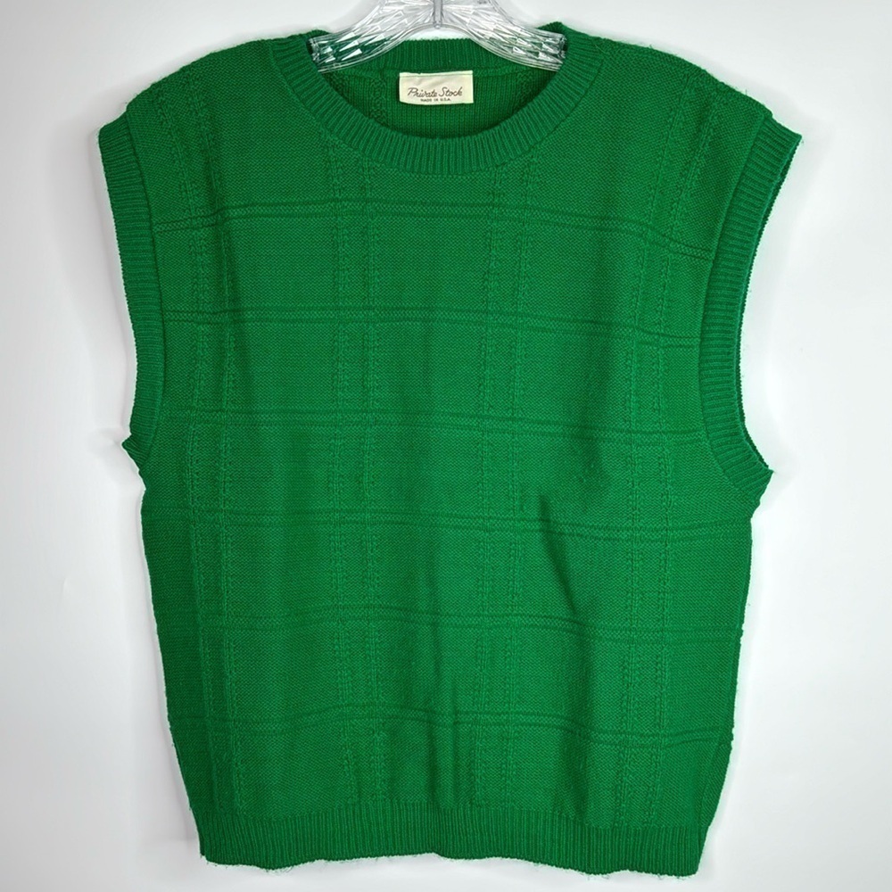 Vintage Private Stock Green Sweater Vest USA M/L